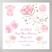 Poster C'est une fille Nouveau bébé statistiques de naiss (Devant)