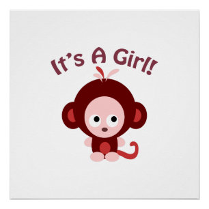 Poster C'est une fille ! Singe mignon