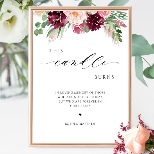 Poster Cette Bougie Brûle, En Mémoire Mariage Bourgogne