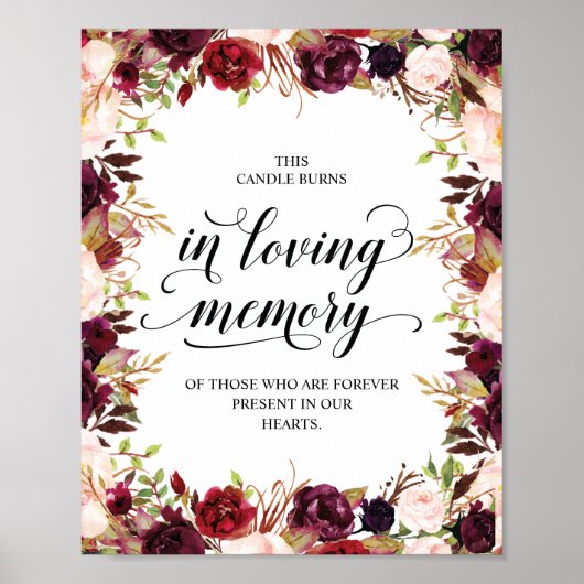 Poster Cette bougie brûle en souvenir affectueux Plaque c (Devant)