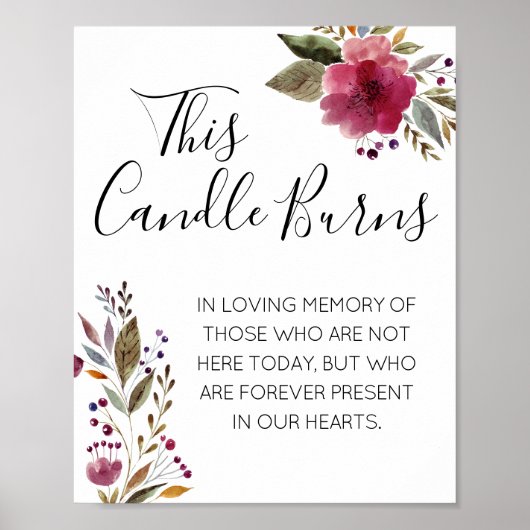 Poster Cette bougie brûle le mémorial du Mariage d'aquare (Devant)