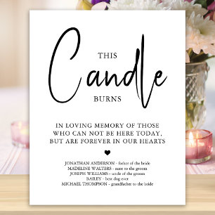 Poster Cette bougie brûle Mémorial de mariage personnalis