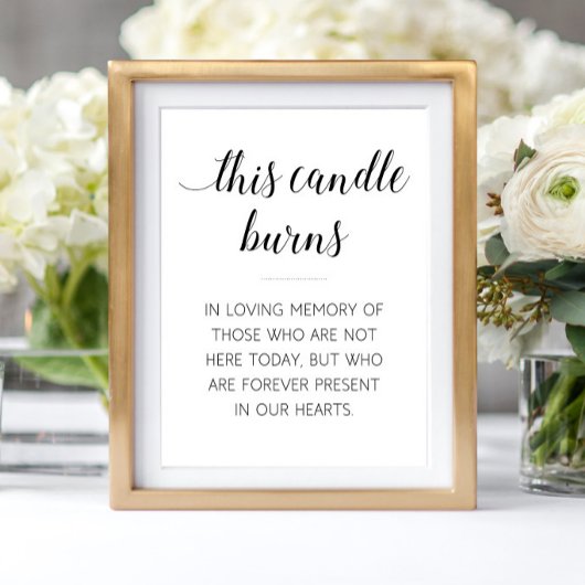 Poster Cette bougie brûle Mémorial Mariage