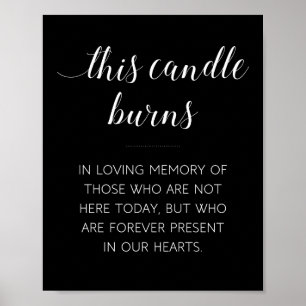 Poster Cette bougie brûle Mémorial Mariage Panneau Noir