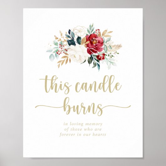 Poster Cette bougie brûle pancarte Fleurs Classiques Or (Devant)