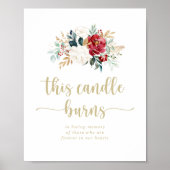 Poster Cette bougie brûle pancarte Fleurs Or Classique (Devant)