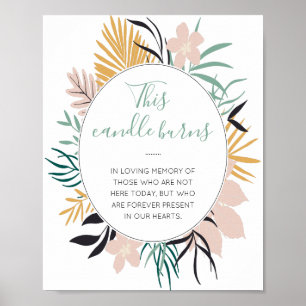 Poster Cette bougie brûle Panneau de mariage de souvenir 