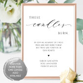 Poster Cette bougie brûle, panneau de mariage en souvenir