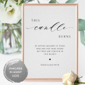 Poster Cette bougie brûle, panneau de mariage en souvenir