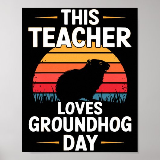 Poster Cette enseignante adore Groundhog Day Premium (Devant)