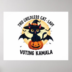 Poster Cette Femme Sans Enfant Votant Kamala Halloween