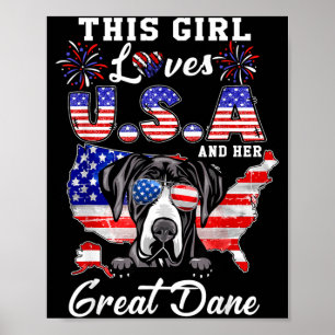 Poster Cette fille aime les États-Unis et le Grand Danois