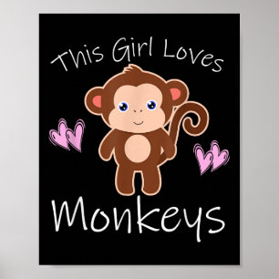 Poster Cette Fille Aime Les Singes Drôle Citation Mignonn