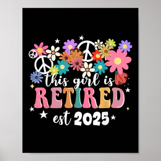 Poster Cette Fille Est Retraitée 2025 Rétro Chemise Flora (Devant)