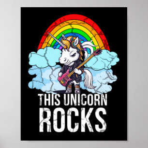 Poster Cette Unicorn Rocks Guitare