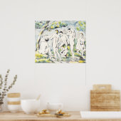 Poster Cezanne Les Baigneuses Lithographie Vintage Impres (Cuisine)