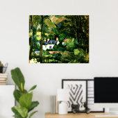 Poster Cezanne - Maisons dans la verdure-1881 (Bureau à domicile)