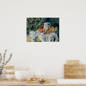 Poster Cézanne - Nature morte avec rideau et pichet fleur (Cuisine)