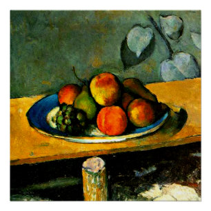 Poster Cezanne - Pêche, poires et raisins