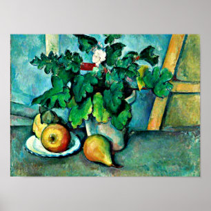 Poster Cezanne - Pot de primeurs et fruits