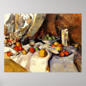 Poster Cezanne - Still Life Post, Bottle, Cup and Fruit (Devant)