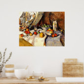 Poster Cezanne - Still Life Post, Bottle, Cup and Fruit (Cuisine)