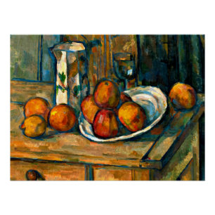 Poster Cezanne - Vie morte avec Jug de Lait et Fruit