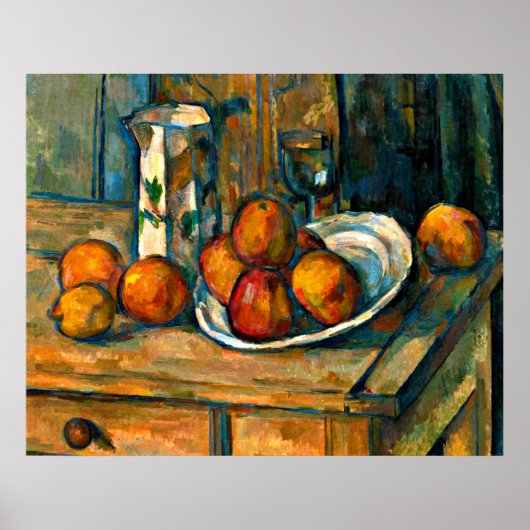 Poster Cezanne - Vie morte avec Jug de Lait et Fruit (Devant)