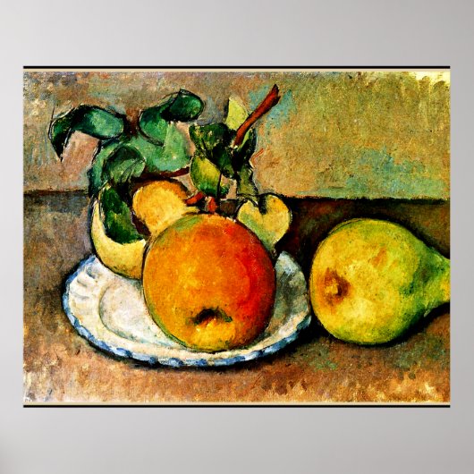Poster Cezanne - Vie morte avec pommes et poires (Devant)