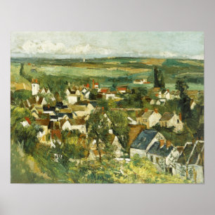 Poster Cézanne vintage Vue panoramique sur Auvers-sur-Ois