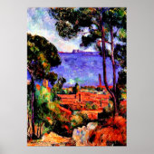 Poster Cezanne - Vue à travers les arbres (Devant)