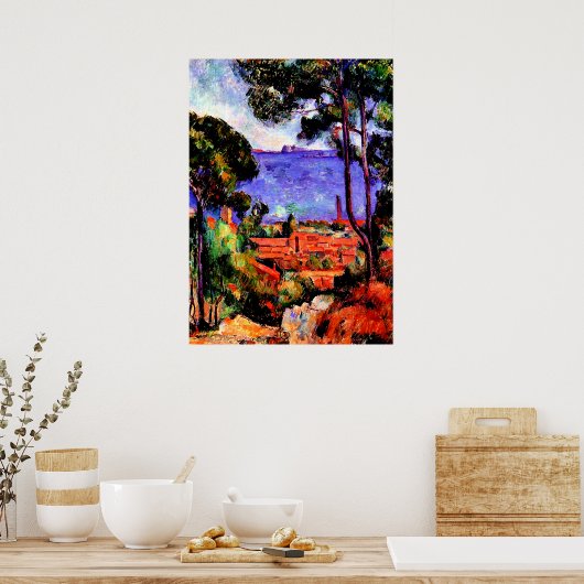 Poster Cezanne - Vue à travers les arbres (Cuisine)