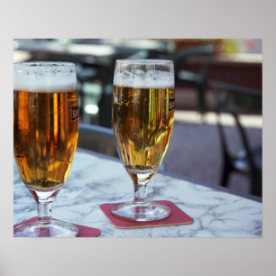 Poster Chablis; deux bières cool à 42 degrés chauds é