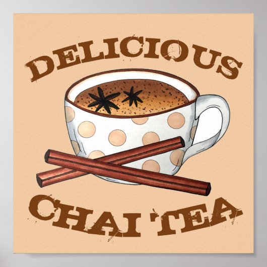 Poster Chai Teacup Indian Spiced Tea Cuisine Art Décor (Devant)