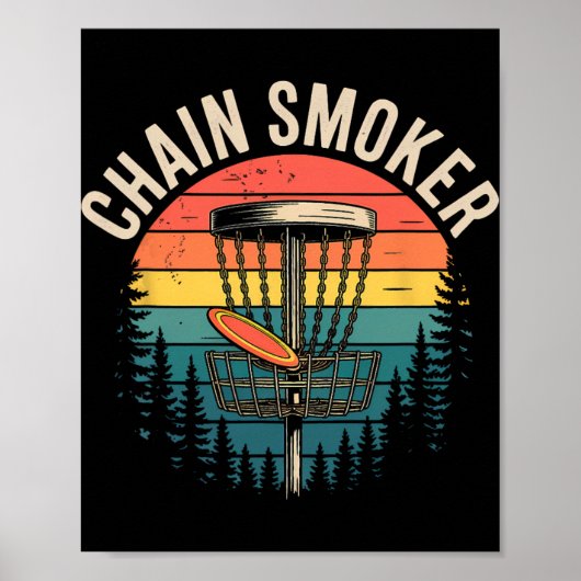 Poster Chain Smoker Funny Disc Golf Tree Chains Frisbee M (Devant)