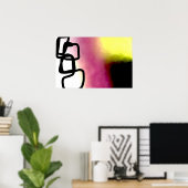 Poster Chaîne de blocage : Abstrait rose, jaune, noir et  (Bureau à domicile)