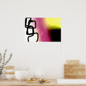 Poster Chaîne de blocage : Abstrait rose, jaune, noir et  (Cuisine)