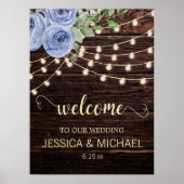 Poster Chaîne de bois rustique Lumières Mariage Floral bl (Devant)