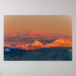 Poster Chaîne de montagne orangée