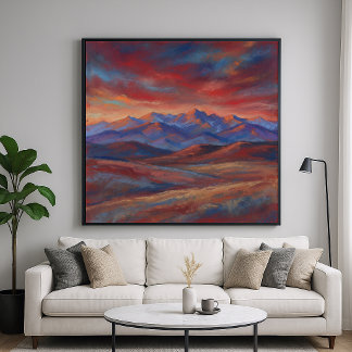 Poster Chaîne de Montagnes Pastel - Style Impressionniste