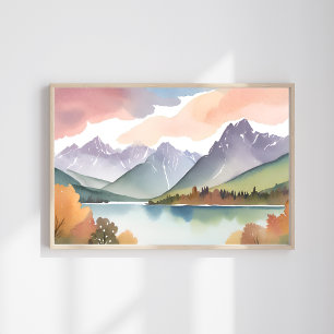 Poster Chaîne de Montagnes Paysage Aérien de Nature à l