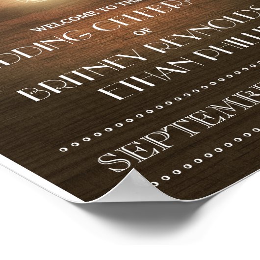 Poster Chaîne Lumières Rustique Mason Jar Mariage Bienven (Coin)