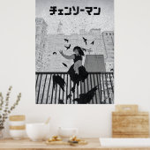 Poster Chainsaw REZE– Dark Anime Cityscape Illustration (Cuisine)