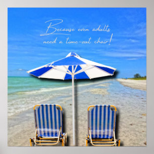 Poster Chaise de détente pour adultes de la plage de l'îl