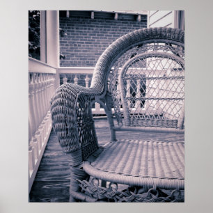 Poster Chaise en osier sur un porche du Sud