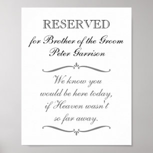Poster Chaise réservée Frère du marié Mémorial Mariage