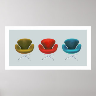 Poster Chaises de cygne modernes du milieu du siècle