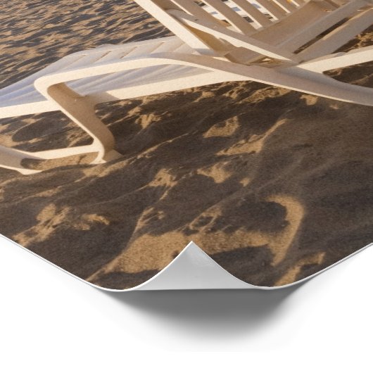 Poster Chaises de plage de sable avec parasol (Coin)