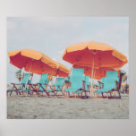 Poster Chaises de plage en bleu et orange photo<br><div class="desc">Poster photo des chaises de plage en bleu et orange</div>