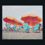 Poster Chaises de plage en bleu et orange photo<br><div class="desc">Poster photo des chaises de plage en bleu et orange</div>